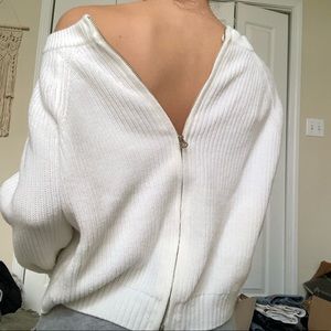 Back Zip Up Knit Sweater